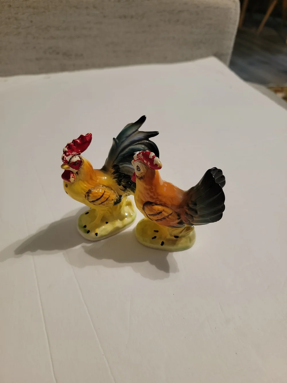 Vintage Set of Rooster and Hen Chicken Salt and Pepper Shakers Made In Japan